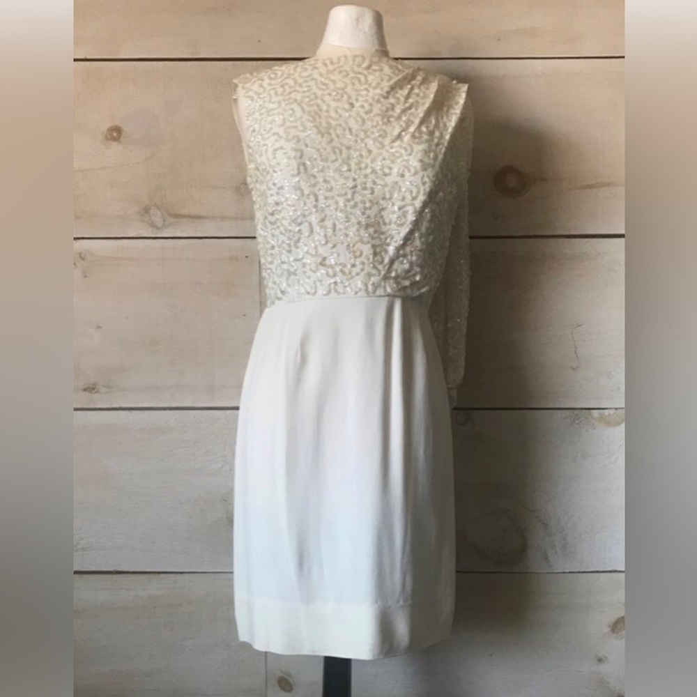 Vintage 1960s White Sequin Cocktail Dress